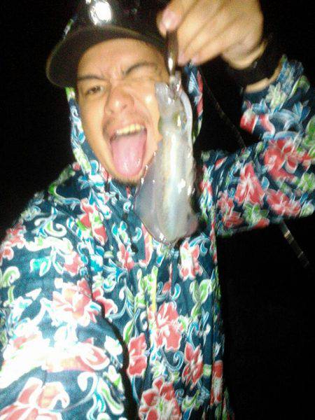 雨の中のエギング